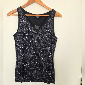 DKNY Sequin Black Sleeveless Top NWT